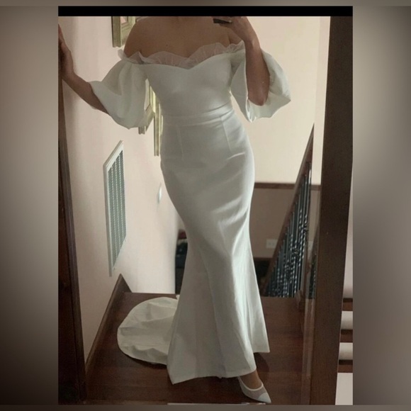 Elegant Off-Shoulder White mermaid Gown Wedding dress NEW - Picture 4 of 5